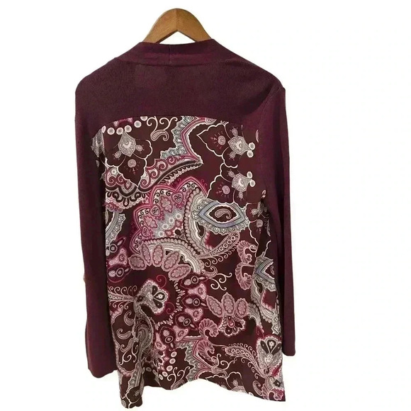 NWT Chico’s Berry Bold Geometric Paisley Open Front Cardigan Size L - Picture 4 of 8
